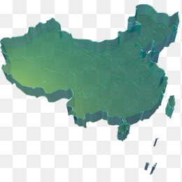 绿色行政划分立体中国地图免抠图png透明背景