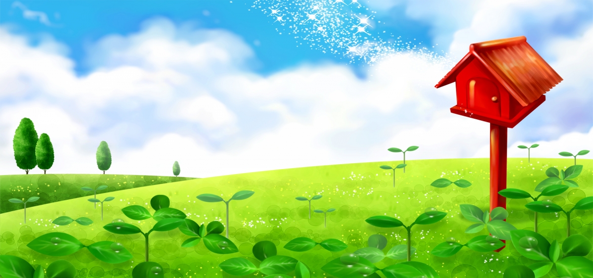高清手绘春天风景插画