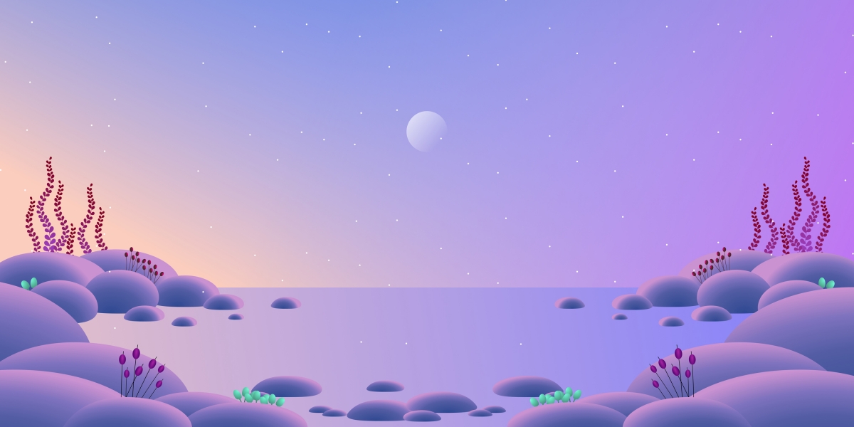 4K手绘夜景风景矢量插画