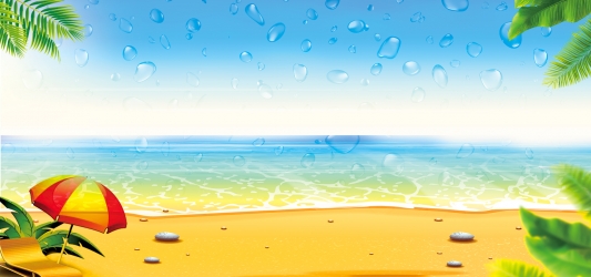 手绘夏天沙滩背景素材