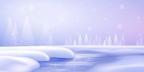 手绘冬季雪景插画背景
