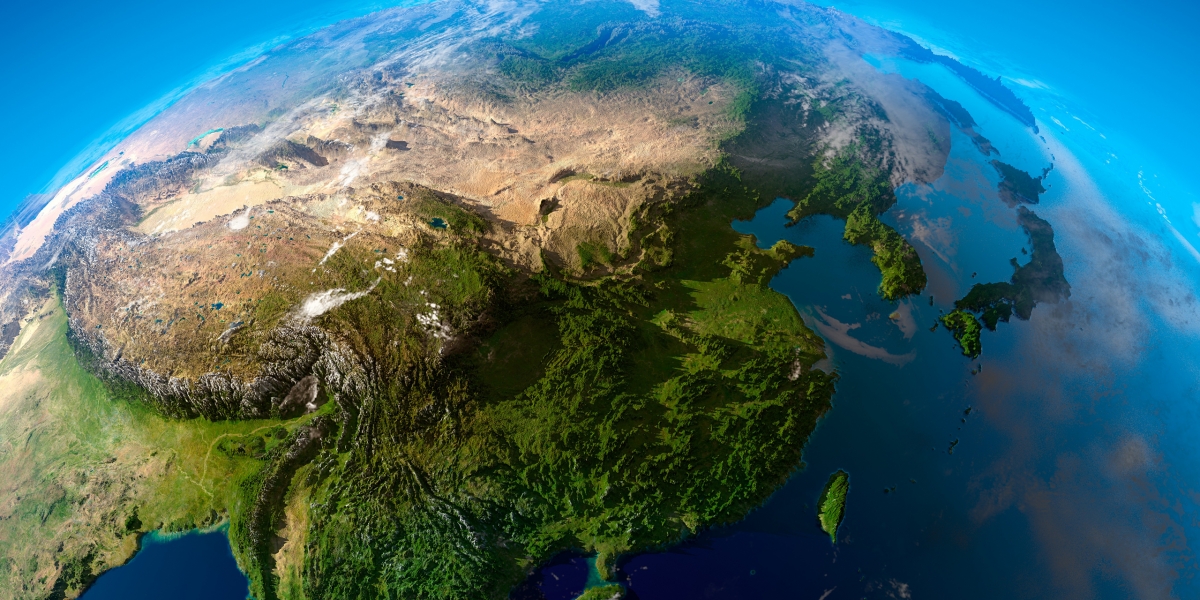 高清地球中国地形鸟瞰摄影壁纸