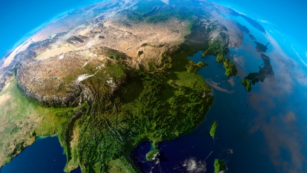 高清地球中国地形鸟瞰摄影壁纸