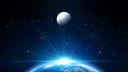 蓝色科技地球月球背景