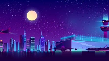 繁华城市夜景插画