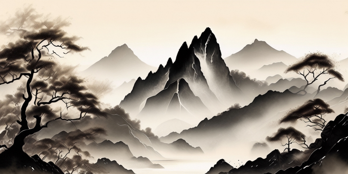 中国风笔墨山水画壁纸