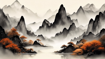 中国风笔墨山水画壁纸
