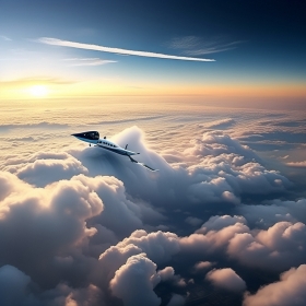 飞机飞行在云海
