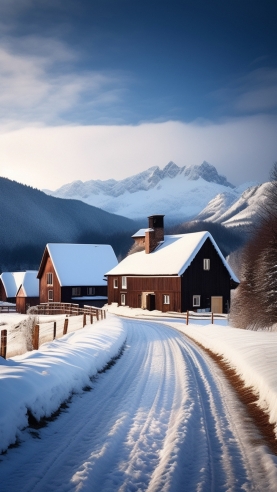 冬天欧洲农村雪景手机壁纸