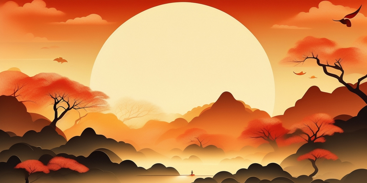 中秋节风景插画背景