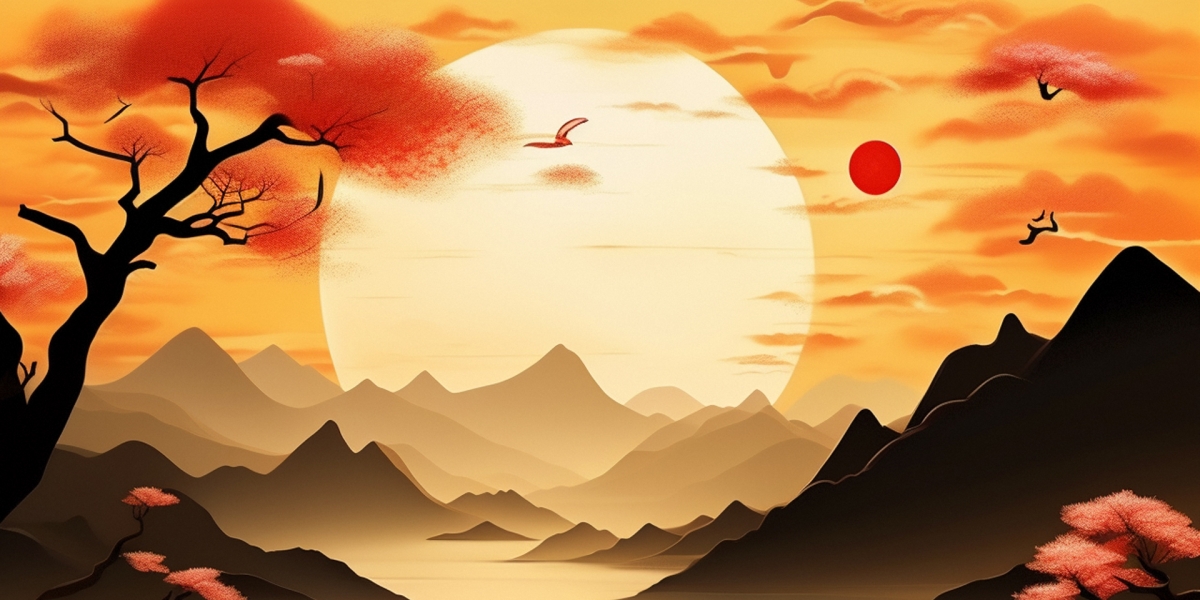 中秋节风景插画背景