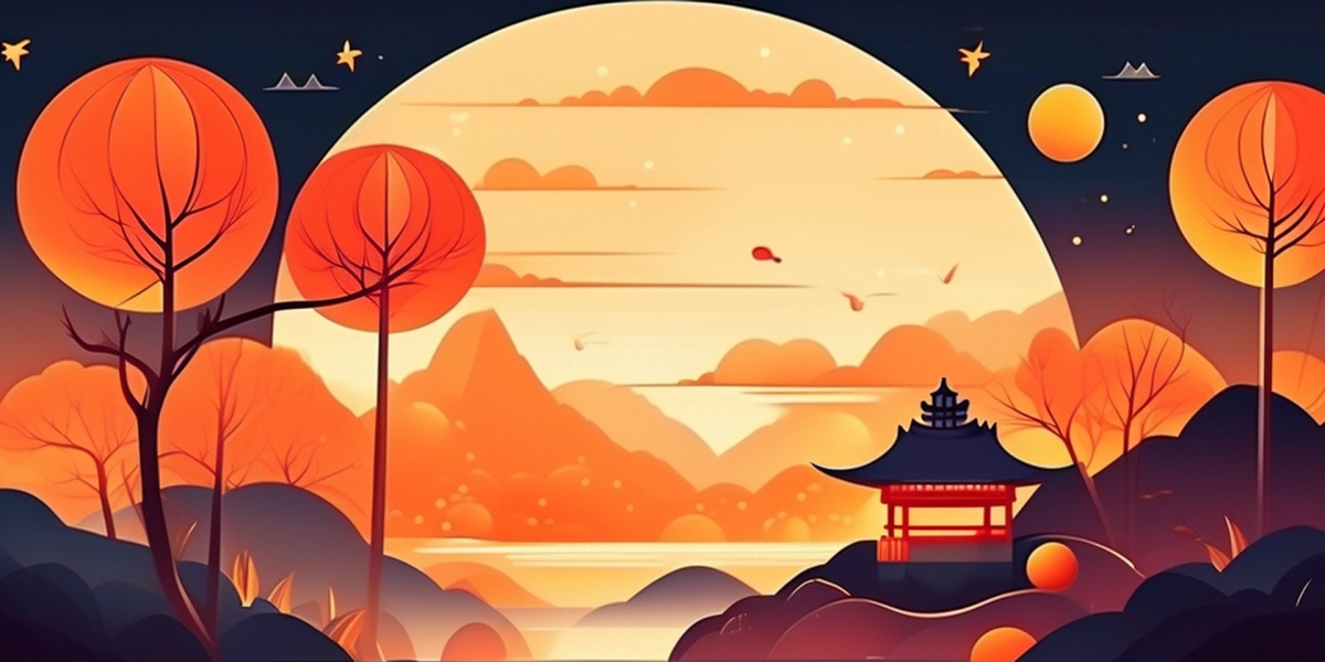 手绘中国风风景插画