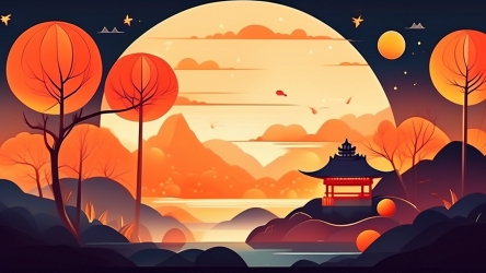 手绘中国风风景插画