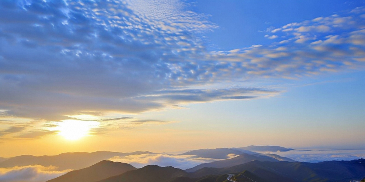 高山云海晚霞日落摄影风景