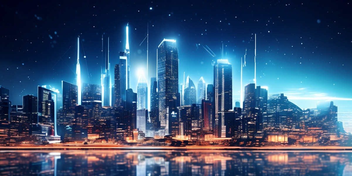 未来城市建筑夜景背景