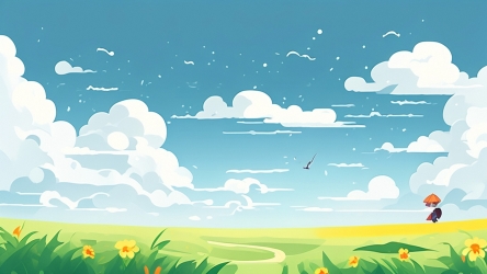 快图网AI创作春天草地风景插画