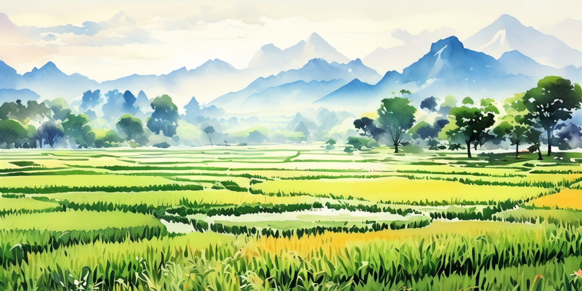 快图网AI创作农村稻田风景插画