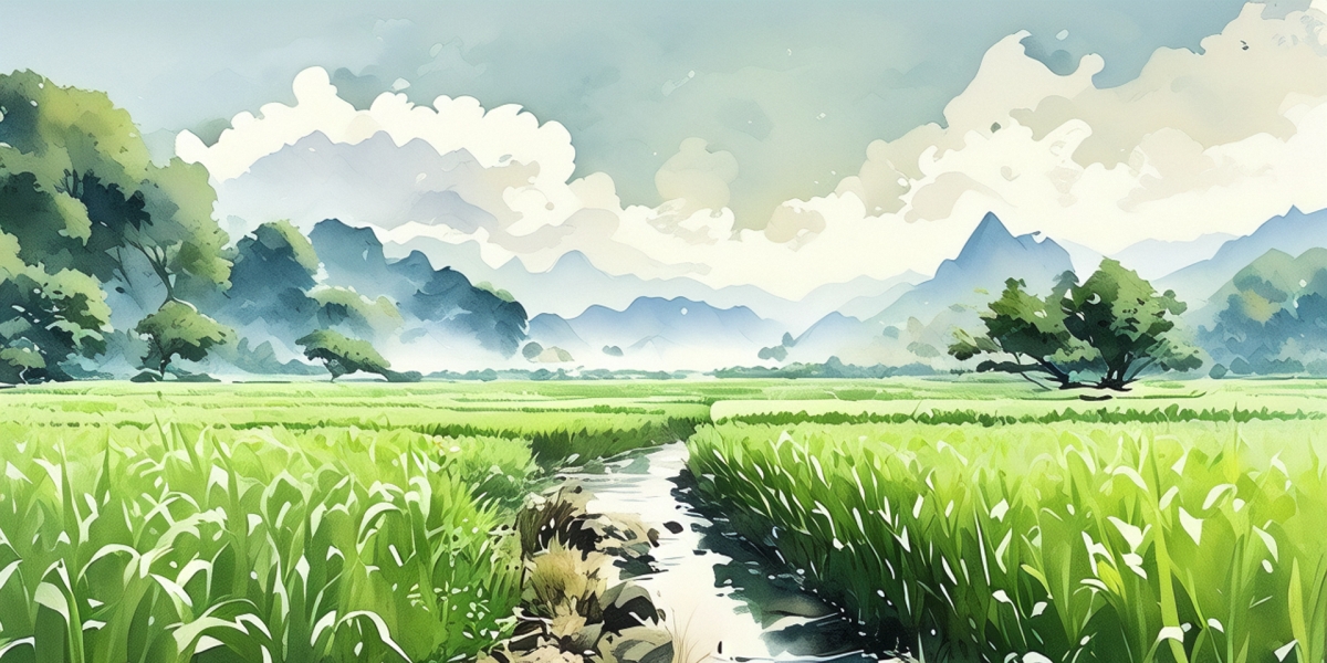 快图网AI创作农村稻田风景插画