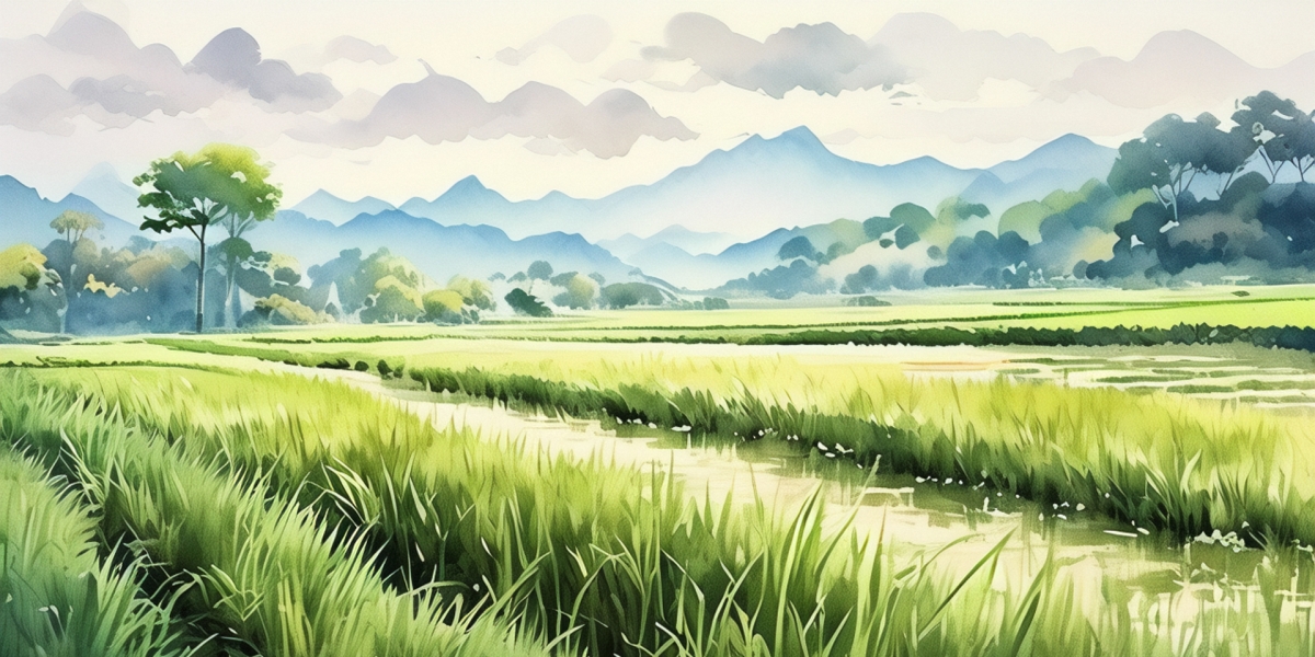 快图网AI创作农村稻田风景插画