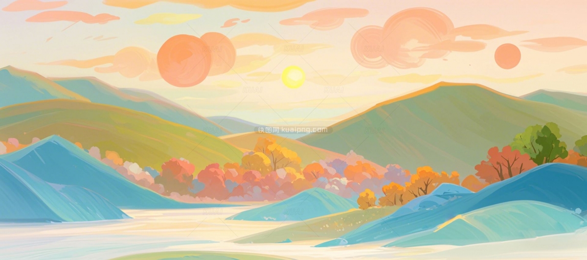 手绘风景插画背景