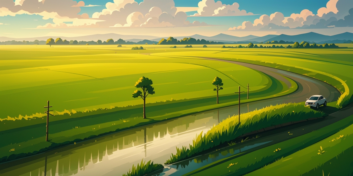 一望无际的田野插画