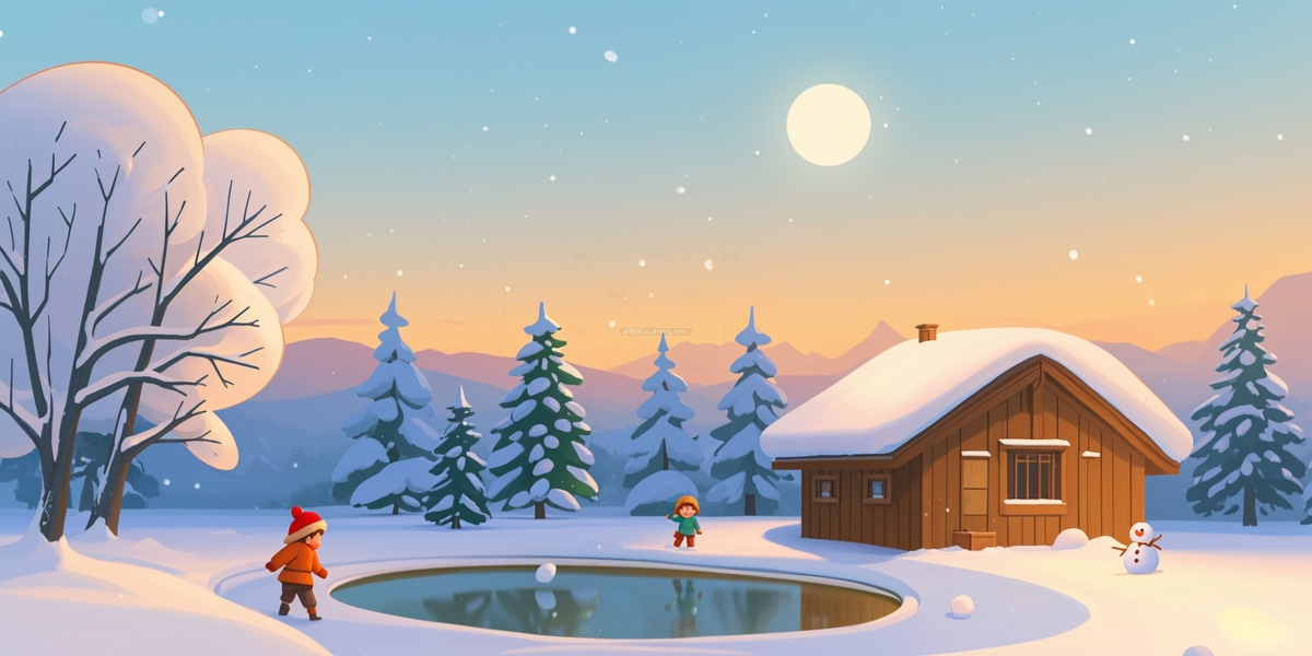 唯美雪景插画背景