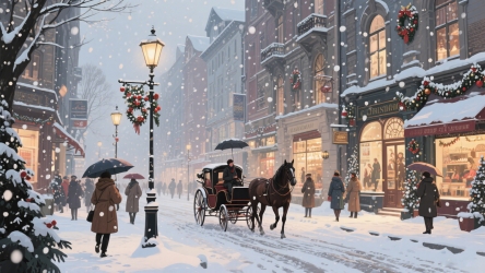 快图网原创手绘城市雪景插画