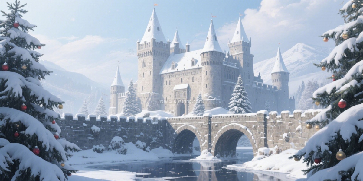 快图网原创手绘城堡雪景插画
