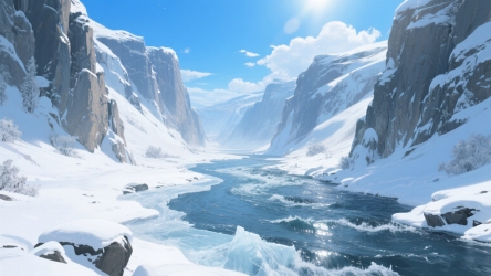 快图网原创手绘雪山雪景插画