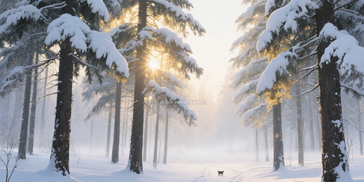 快图网原创手绘森林雪景插画