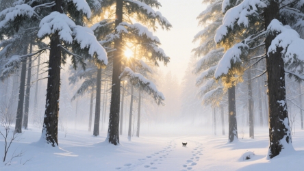 快图网原创手绘森林雪景插画