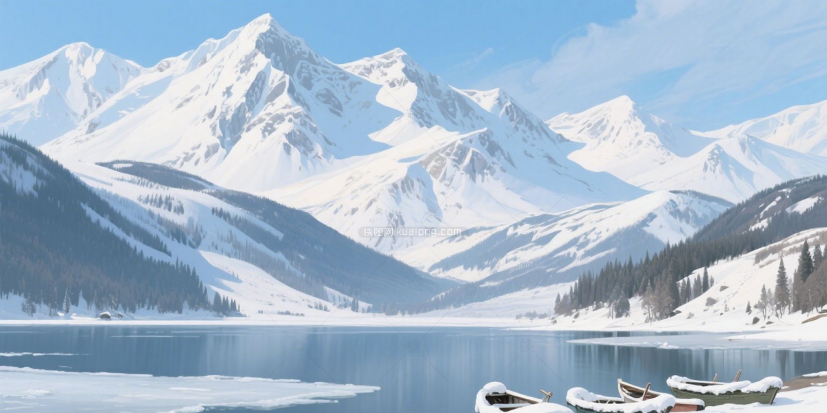 快图网原创冬天雪山风景插画