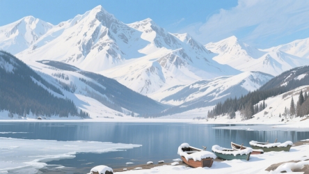 快图网原创冬天雪山风景插画