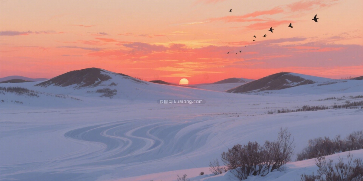 快图网原创冬天雪山风景插画