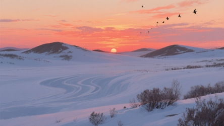快图网原创冬天雪山风景插画