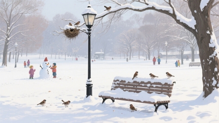 快图网原创冬天公园雪景