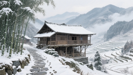 快图网原创AI农村场景风景插画
