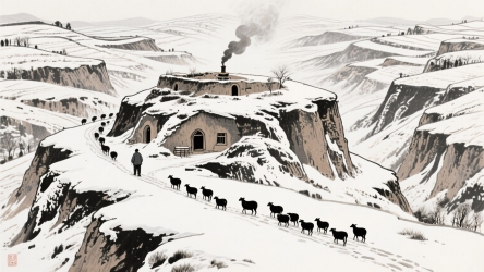 快图网原创AI农村场景风景插画