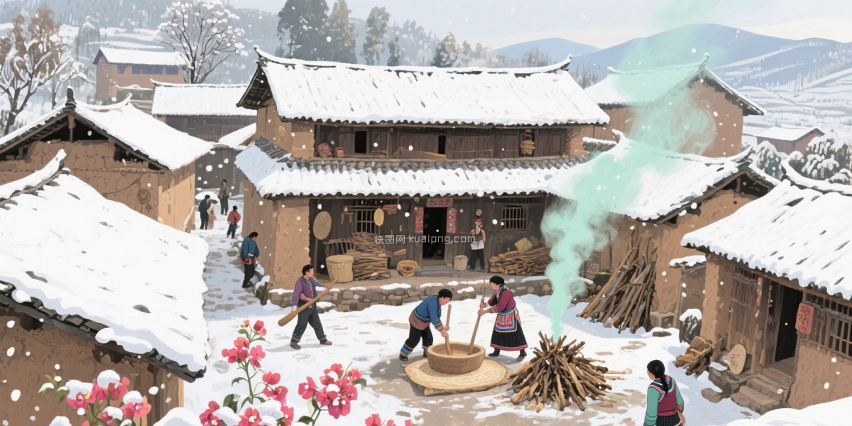 快图网原创AI农村场景风景插画