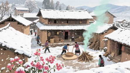快图网原创AI农村场景风景插画