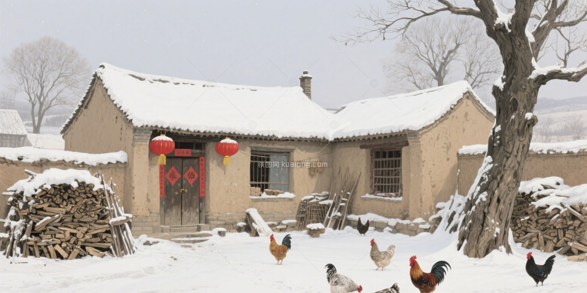 快图网原创AI农村场景风景插画