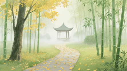 快图网原创秋天公园风景插画