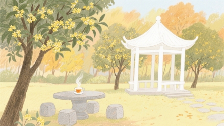 快图网原创秋天公园风景插画