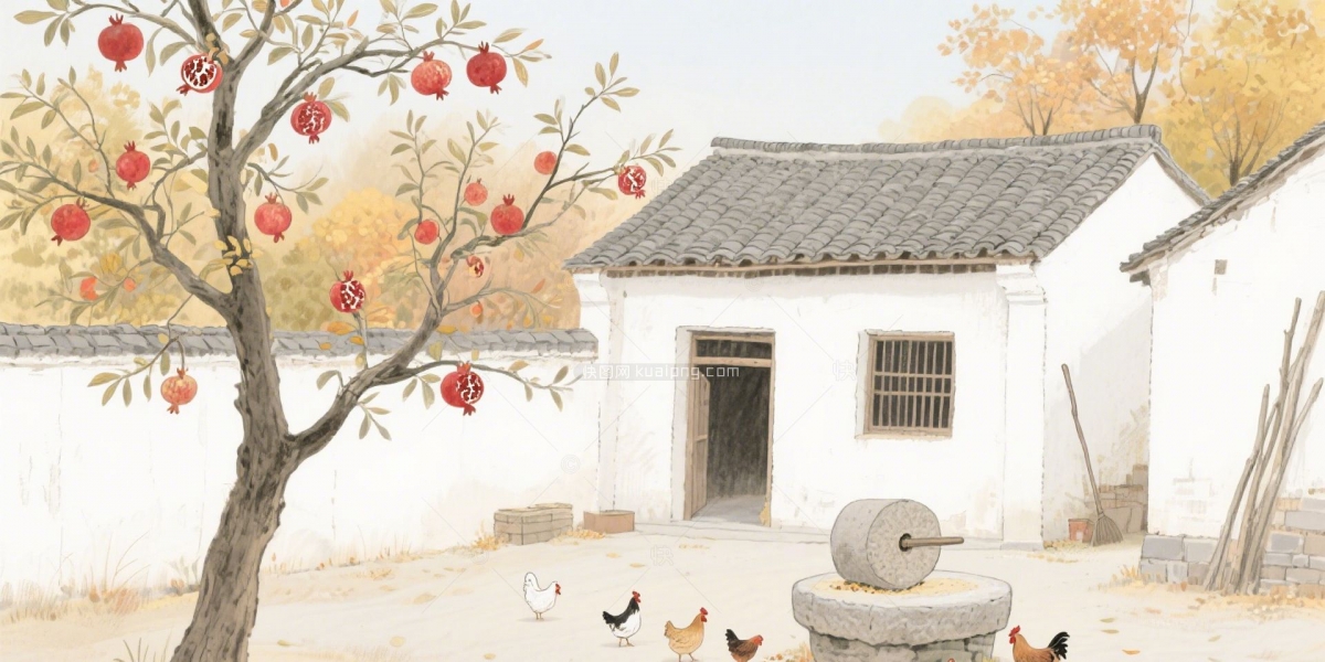 快图网原创秋天农村风景插画