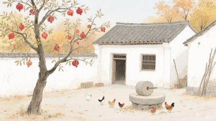 快图网原创秋天农村风景插画