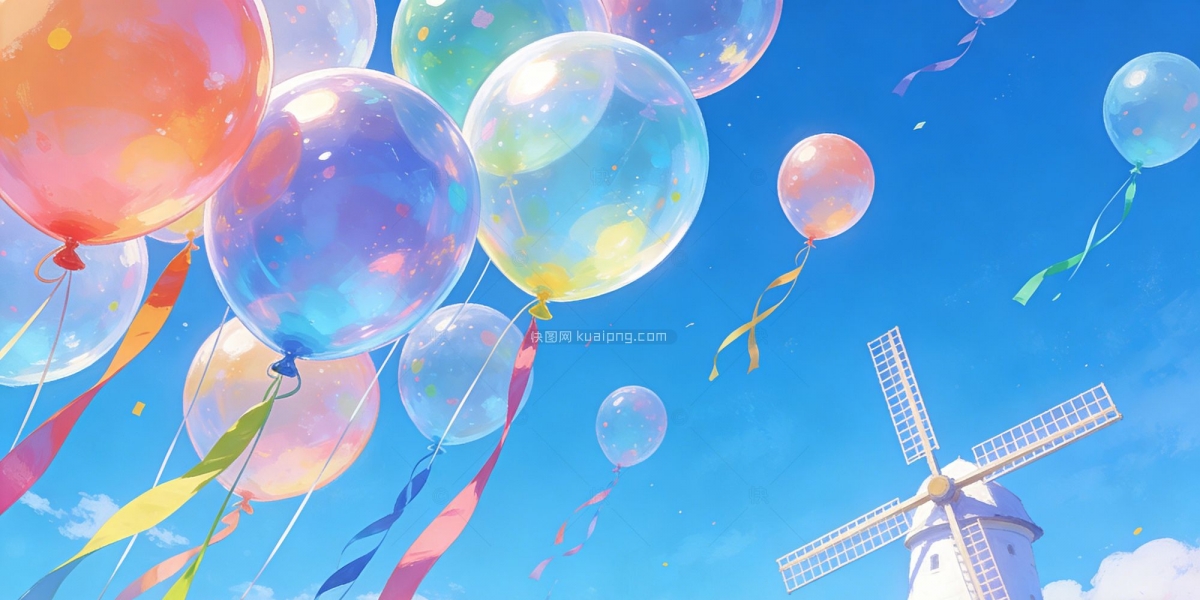 原创漂亮风车气球插画