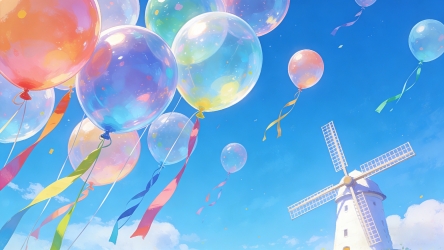 原创漂亮风车气球插画