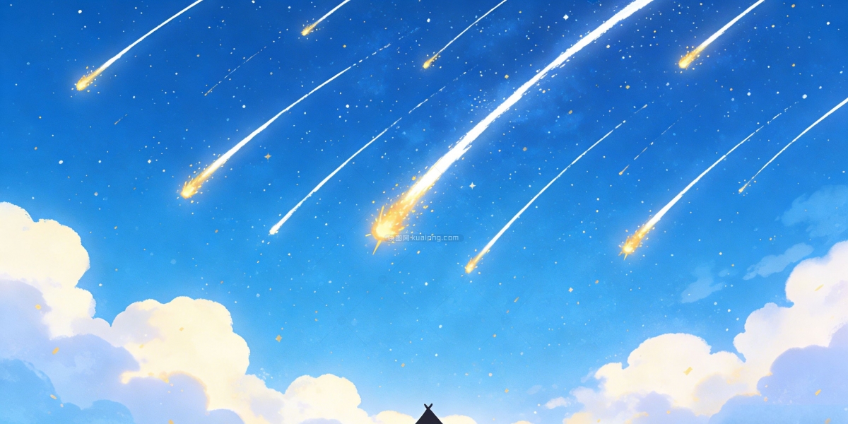 原创卡通天空白云流星背景