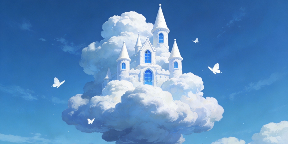 原创卡通漫画天空插画背景