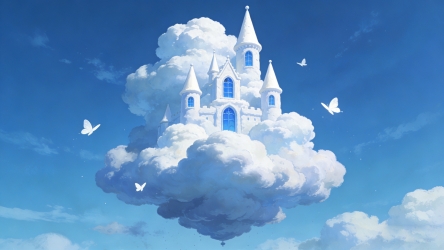 原创卡通漫画天空插画背景